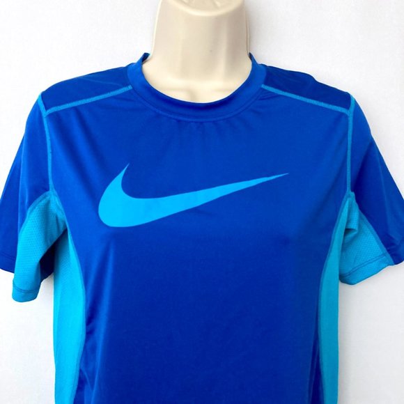NIKE Combat Pro Dri Fit Turquoise Royal Blue Workout Exercise Top - Picture 2 of 6
